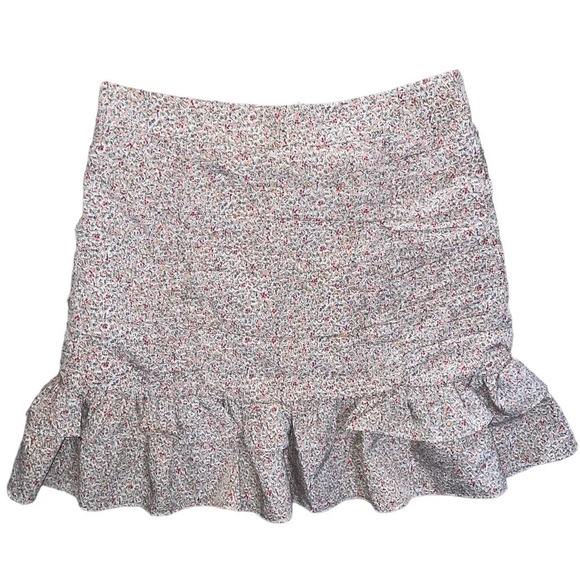 PAPAYA Ruffled Mini Skirt Floral Zip Up Back Size Small Bohemian Summer Preppy - Picture 1 of 6